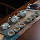 汝道（RUDAO） 汝窯整套功夫茶具套裝家用開(kāi)片汝瓷鎏銀茶具復古陶瓷茶器純銀金福茶壺茶杯蓋碗整套禮品 汝窯文旦壺10入禮盒套裝