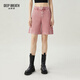 深呼吸DEEP BREATH女裝簡(jiǎn)約高腰直筒休閑純棉牛仔短褲女A100235 粉 L (4)