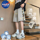 NASA MARVEL短褲男士夏季透氣直筒五分褲大碼中青年國風(fēng)休閑運動(dòng)褲 灰色  5XL