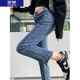 羅蒙（ROMON）女裝開(kāi)叉直筒牛仔褲春秋2024新款高腰彈力微喇褲小個(gè)子九分煙管褲 藍色 M 體重建議95-105斤以?xún)? title=