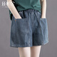 絲柏舍寬松款牛仔褲2026春夏新款女裝松緊高腰水洗闊腿短褲