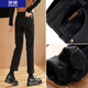 羅蒙（ROMON）   牛仔褲女2025年春秋新款加絨外穿直筒褲卡其色米色加厚煙管褲 黑色長(cháng)褲【加絨】 加厚 28 (106至115斤)