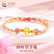 中國黃金黃金手鏈女款足金四葉草編織手繩七夕情人節生日禮物送女友老婆 四葉草手繩【粉繩】 約0.3g