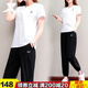 特步（XTEP） 運(yùn)動(dòng)套裝女服飾秋季新款國潮流透氣耐磨速干針織短袖束腳褲女冰絲感兩件套休閑跑步健身衣 白色-(兩件套) M/165