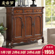 麥帝羅美式實(shí)木歐式門(mén)廳鞋柜實(shí)木鞋柜仿古鞋柜客廳玄關(guān)鞋柜雕花彩繪鞋柜 做舊推木紋三門(mén)