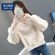 棉致衛衣女圓領(lǐng)2025新款寬松短款套頭印花小眾秋冬衛衣女 杏色純色 M 建議80-100斤