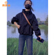 派吉鯊短款加厚外套女秋冬裝新款2025韓版時(shí)尚洋氣小個(gè)子百搭上衣 黑色薄款 原版 S 80-90斤左右