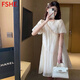 FSHE法式雪紡連衣裙春夏季2025年女裝小個(gè)子洋氣高檔顯瘦裙子 米白色 L 115-125斤