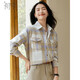 初申秋冬厚外套女絨感撞色格子寬松休閑保暖厚實(shí)襯衫上衣S144F6005