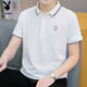 花花公子（PLAYBOY）短袖T恤男士夏季polo打底衫半袖休閑上衣服潮流寬松男裝 白色 4XL