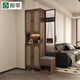 椰果藤編鞋柜玄關(guān)柜一體中古風(fēng)玻璃屏風(fēng)隔斷柜正對門(mén)口收納儲物柜 北美胡桃 100厘米長(cháng)A款屏風(fēng)在右