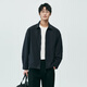 棉先生3系暗格紋提花拉鏈教練夾克男  春季純色日系休閑翻領(lǐng)外套 黑青色 L