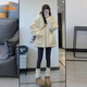 派吉鯊美式hiphop連帽羊羔毛棉衣女冬寬松慵懶百搭外套加厚毛毛外套大衣 米白色高質(zhì)量 M 110-125