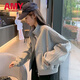 愛(ài)麥依短款運動(dòng)外套女2025春秋新款棒球服休閑顯瘦夾克開(kāi)衫上衣寬松百搭 淺灰色 L 【100-115斤】