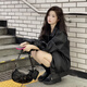 GARNUO黑色皮衣外套女高級(jí)感小個(gè)子2025新款開春秋美式復(fù)古機(jī)車服皮夾克 黑色 S  【80-105斤】