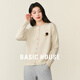 Basic House/百家好立體卡通彩扣毛衣外套女春季圓領(lǐng)長(cháng)袖針織開(kāi)衫 本白 S