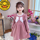 G.DUCKKIDS女童連衣裙秋冬季2022新款網(wǎng)紅3-8歲女寶寶洋氣冬裝兒童公主裙子 粉色 140 cm