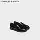 CHARLES&KEITH復古圓頭平底樂(lè )福鞋單鞋女生日禮物送女友CK1-70900557 Black Box黑色 36 （230）