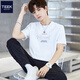 TEEK純棉短袖t恤男生休閑衣服 學(xué)生時(shí)尚印花體恤上衣2025夏季百搭男裝 HS1533白色 S