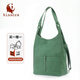 kissora【海外直郵】女士單肩包兩用背包真皮簡(jiǎn)約純色大容量多用途水桶包 綠色