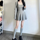 爾山集連衣裙女2025新款短裙收腰A字裙方領(lǐng)長袖連衣裙韓系內(nèi)搭裙子 收腰a字短裙灰色XL碼