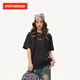 SPRAYGROUND鯊魚(yú)嘴小標印花短袖t恤男女基礎款寬松半袖體恤上衣夏 黑色 M