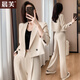 晨芙小個(gè)子短款西裝外套女秋職業(yè)套裝氣質(zhì)休閑時(shí)尚西服酒店經(jīng)理工作服 886單件米白色外套 L 建議100-112斤