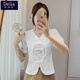 矜持范中式盤(pán)扣繡花襯衫女2025夏季新款減齡國風(fēng)短袖流蘇短款泡泡上衣 白色 L 建議100-110斤