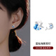 戚小米純S925銀藍色閃鉆海豚耳釘女小眾設計感不對稱(chēng)耳環(huán)養耳洞爆款耳飾 可愛(ài)海豚耳釘【S925銀】