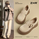 ZHR復(fù)古勃肯鞋女厚底增高全包休閑鞋女百搭一腳蹬單鞋 AB67F 卡其 37