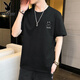 花花公子（PLAYBOY）純棉短袖t恤男士夏季冰絲薄款透氣潮流牌情侶大碼寬松半袖T上衣服 66黑色 XL