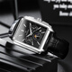百陀士月相機械男表多功能男士全自動(dòng)機械表夜光防水長(cháng)方形手表男 鋼色黑面黑帶