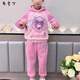 布魯丁庫洛米衣服兒童女套裝9-12歲女童衛(wèi)衣女孩加絨兒童亮片可變圖案08 粉色套裝  加絨 120