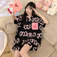 SONDR帶胸墊一體睡衣女款夏季露比可愛(ài)短袖二件套黑色大碼家居服春秋天 loopy（男黑口袋） M 女（建議身高150b