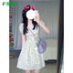 FSHE2025夏季法式初戀連衣裙小個(gè)子奶甜裙子夏季女風(fēng)收腰顯瘦高檔夏 米白色碎花裙 L 105-115