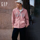 GAP男女裝春季款logo法式圈織拉鏈連帽衛衣寬松外套720972 粉色 （刺繡logo） M (170/92A) 亞洲尺碼
