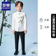 羅蒙男童中山裝新中式西服兒童演出服唐裝男孩中國(guó)風(fēng)西裝套裝 白色150