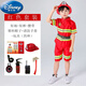 迪士尼（Disney）兒童消防員服裝衣服套裝演出服小孩職業(yè)體驗角色扮演消防員幼兒園 消防短袖+短褲+頭盔+玩具 送腰 120