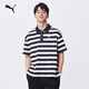 彪馬（PUMA）純棉寬松條紋短袖T恤POLO衫男女情侶新款運動(dòng)上衣 633857 海軍藍-16 L (180/100A)