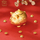 中國珠寶黃金金豆豆AU9999足金實心金豆子小金豆1g生日老婆送女友七夕禮物 金豬罐子 5.10g（足金帶證書）