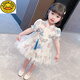 G.DUCKKIDS小黃鴨女童旗袍裙子1夏款2中國風連衣裙3歲半寶寶蕾絲公主 白色 100cm