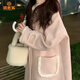 派吉鯊粉色牛角扣毛呢子外套女秋2025新款中長款慵懶風(fēng)連帽大衣 【粉色】【大衣/冬季外套/大衣女 S 40/45kg
