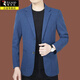 啄木鳥(niǎo)輕奢商務(wù)休閑小西裝外套男士西服春秋季新款中年單西百搭抗皺上衣 302藍色 XL (180) 約135-150斤