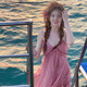 西兒法式粉色度假風(fēng)露背掛脖吊帶連衣裙女海邊氛圍感拍照仙女沙灘長裙 度假風(fēng)露背吊帶裙粉紅色 M 90-105斤