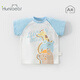歡喜小熊 男童夏季薄款T恤兒童純棉夏裝純棉上衣寶寶夏天童裝短袖 霧水藍 90 (建議18-24月身高80-90cm)