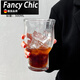 FANCYCHIC小眾復(fù)古寬口玻璃杯冰美式咖啡杯大容量蘇打氣泡水杯飲品杯果茶杯 HLK寬口果茶杯- 500ml