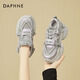 DAPHNE達芙妮老爹鞋女春季新款女鞋厚底女生學(xué)生舒適低幫休閑運動(dòng)跑步鞋子 銀色 單層 跟高7.5cm 37 (235mm) 標準碼