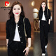 皮爾卡丹（pierre cardin）小香風(fēng)短外套女士時(shí)尚休閑運動(dòng)服套裝2026春秋季新款闊腿褲兩件套 黑色【春秋款】 XL 【建議110-125斤】