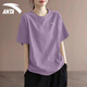 安踏速干T冰絲透氣短袖t恤女夏季羽毛球瑜伽半袖跑步健身運動(dòng)上衣 -7綢灰紫 2XL (180)