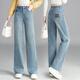 LEOSOXS淺色直筒牛仔褲子女秋冬2026新款加絨加厚高腰時(shí)尚顯瘦窄版闊腿褲 淺藍色（常規） S /26(85-95斤)